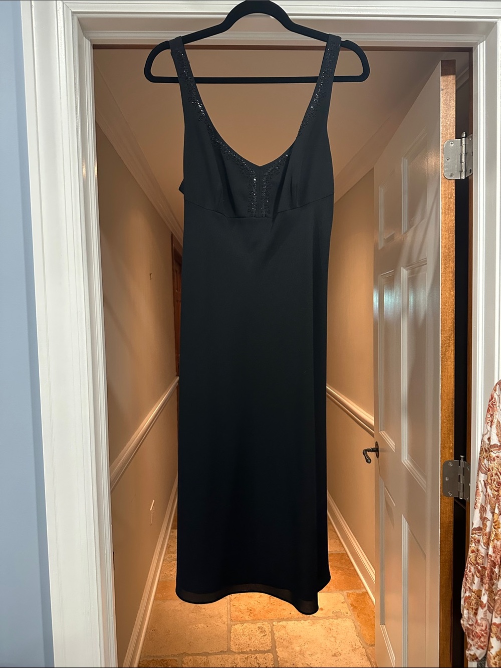 Ann Taylor Black Beaded-Strap Sheath Dress